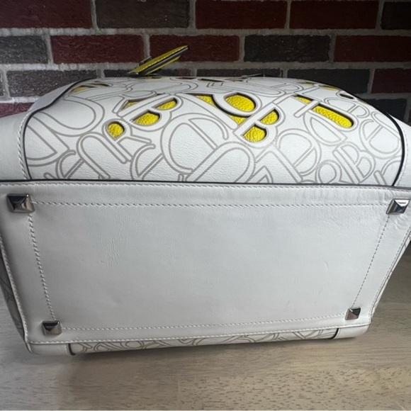 RARE HENRI BENDEL Rivington XL Tote Yellow & White - Picture 10 of 16